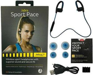 כמעט חינם!!!! אוזניות ושמע נייד Jabra Sport Pace Bluetooth אלחוטי ספורט אוזניות מוסיקה HD טעינה מהירה - כחול